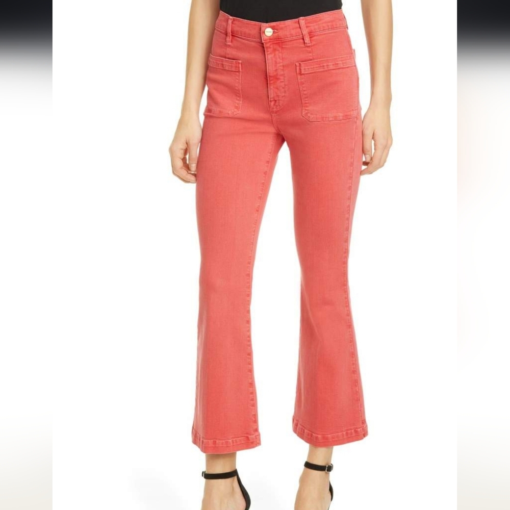 Frame Denim Coral Pink Flare Jeans